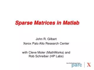 Sparse Matrices in Matlab