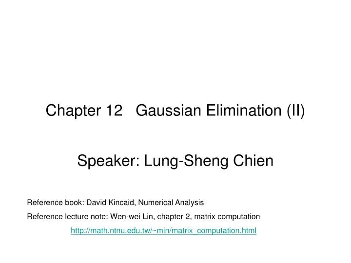 chapter 12 gaussian elimination ii