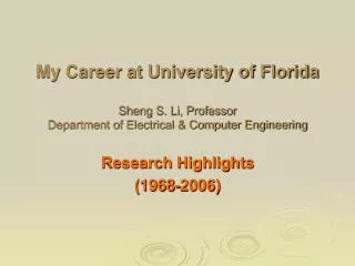 Research Highlights (1968-2006)