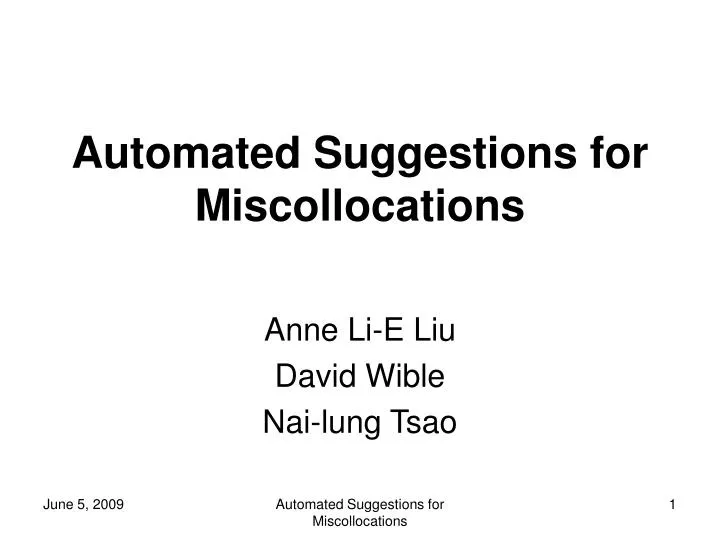 automated suggestions for miscollocations