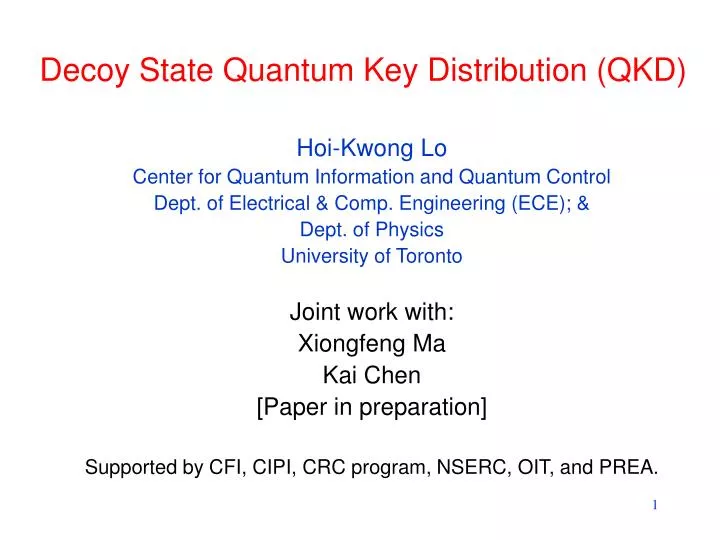decoy state quantum key distribution qkd