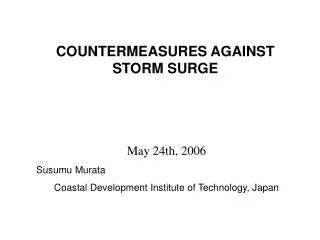 COUNTERMEASURES AGAINST STORM SURGE