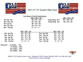 2011 2 nd /3 rd Quarter Rate Card