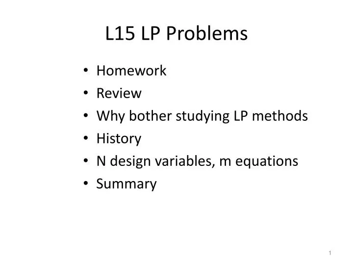 l15 lp problems