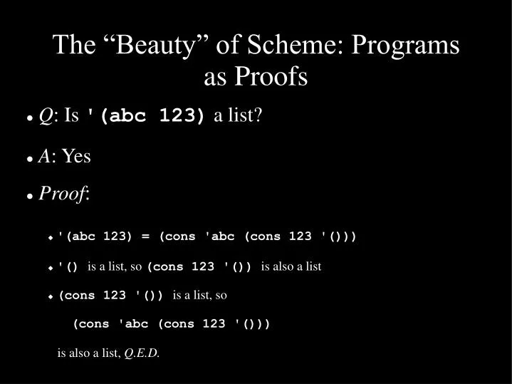 the beauty of scheme programs as proofs