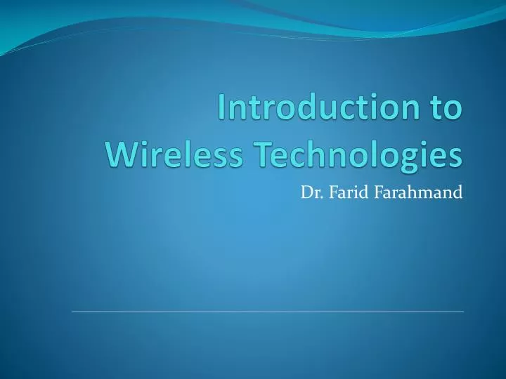 introduction to wireless technologies