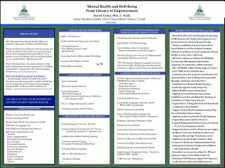 Mental Health and Well-Being From Literacy to Empowerment Patrick Carney, PhD., C. Psych.