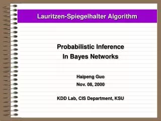 Lauritzen-Spiegelhalter Algorithm
