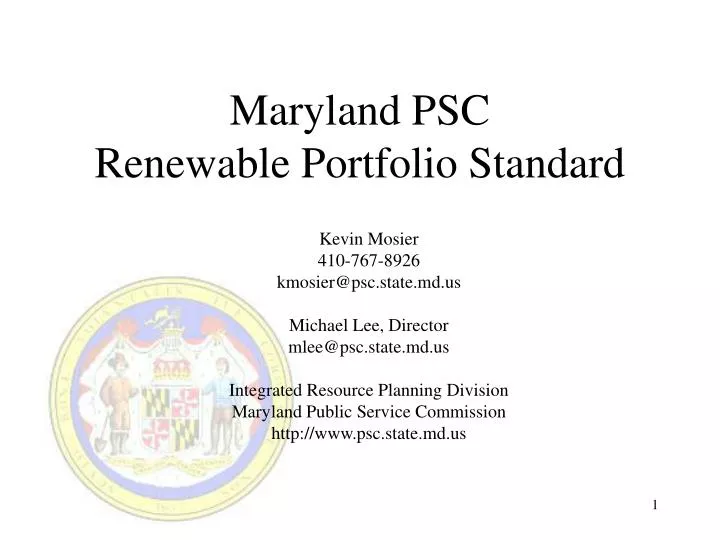 maryland psc renewable portfolio standard