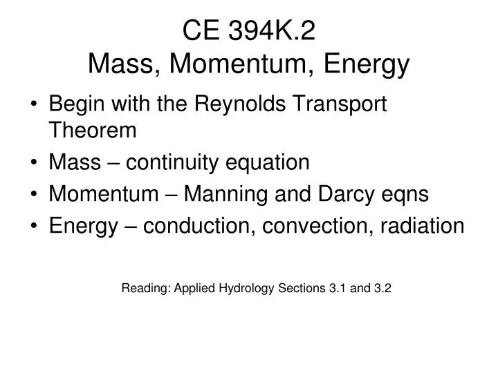 ce 394k 2 mass momentum energy