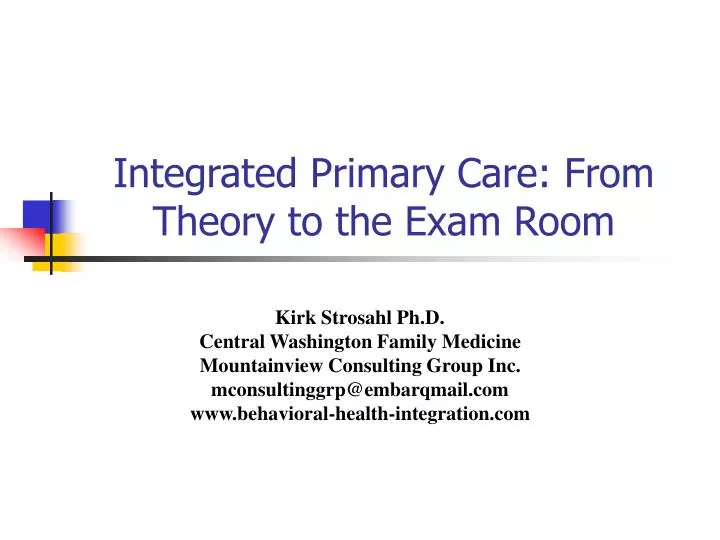integrated primary care from theory to the exam room