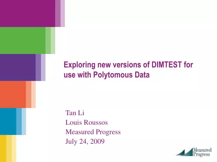 exploring new versions of dimtest for use with polytomous data