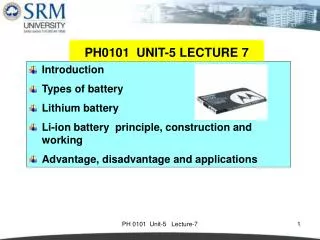 Introduction Types of battery Lithium battery Li-ion battery principle, construction and working