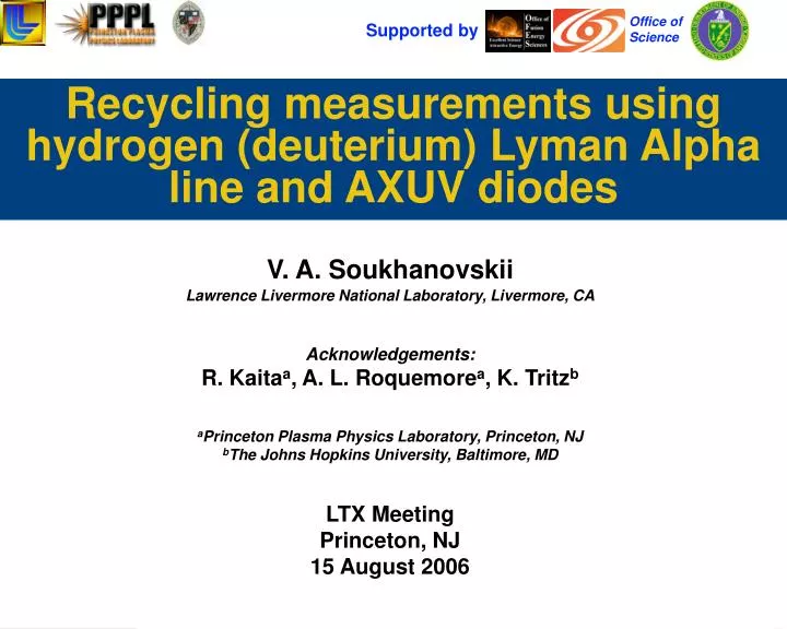 recycling measurements using hydrogen deuterium lyman alpha line and axuv diodes