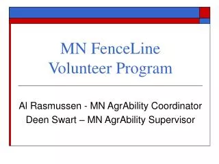 MN FenceLine Volunteer Program
