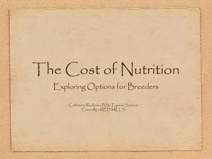 the cost of nutrition
