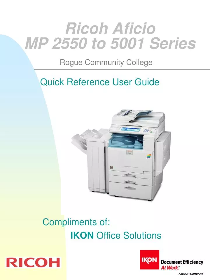 ricoh aficio mp 2550 to 5001 series