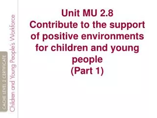 MU 2.8 Contribute to the support of positive environments for children and young people