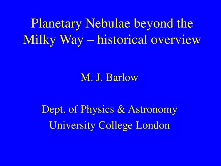 planetary nebulae beyond the milky way historical overview