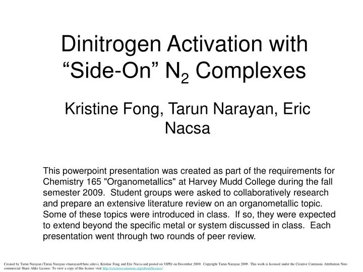 dinitrogen activation with side on n 2 complexes