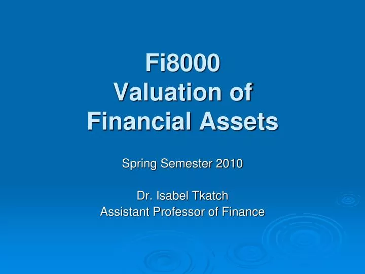 fi8000 valuation of financial assets