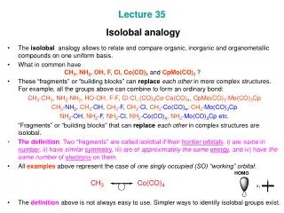 Lecture 35 Isolobal analogy