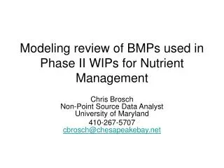 Modeling review of BMPs used in Phase II WIPs for Nutrient Management