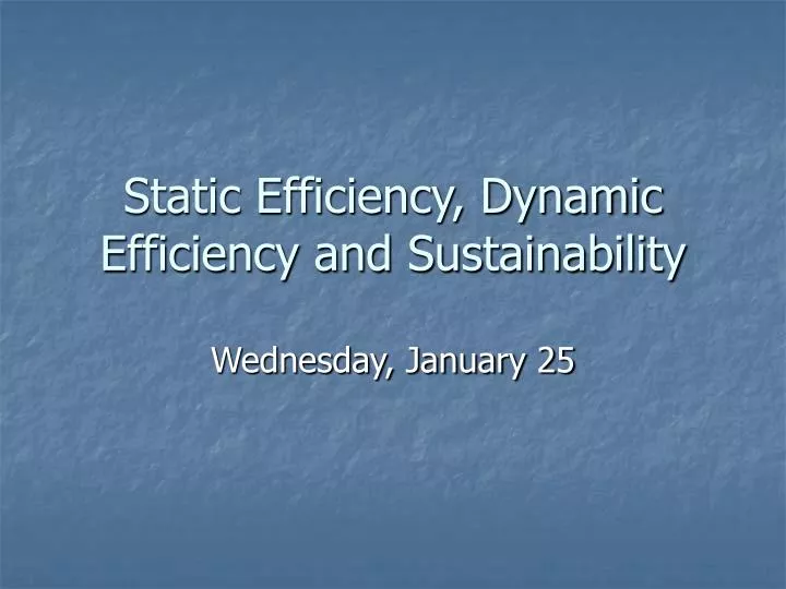 static efficiency dynamic efficiency and sustainability