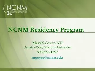 NCNM Residency Program