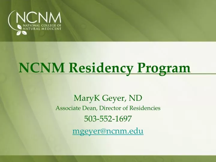 ncnm residency program