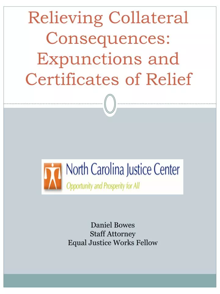 relieving collateral consequences expunctions and certificates of relief