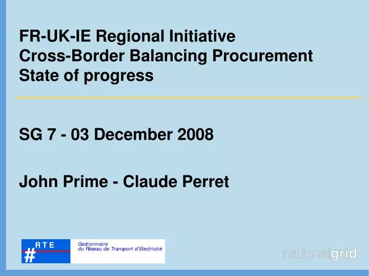 fr uk ie regional initiative cross border balancing procurement state of progress