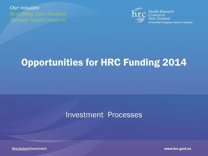 opportunities for hrc funding 2014