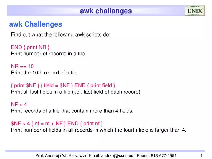 awk challenges