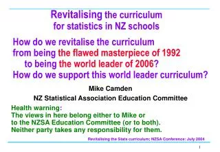 Revitalising the curriculum for statistics in NZ schools