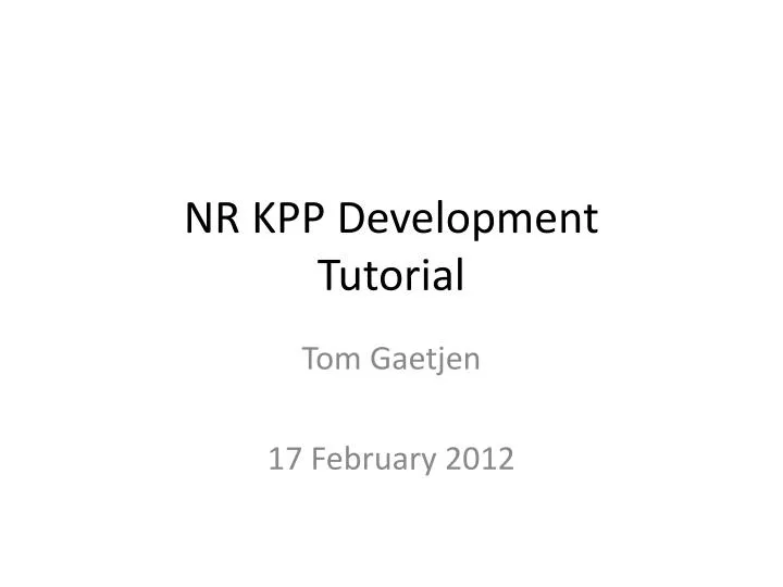 nr kpp development tutorial