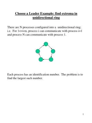 Choose a Leader Example: find extrema in unidirectional ring