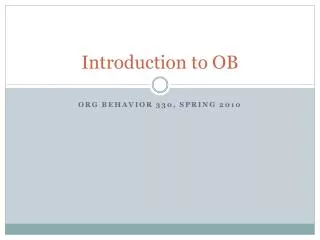 Introduction to OB