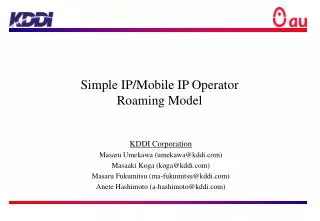 Simple IP/Mobile IP Operator Roaming Model