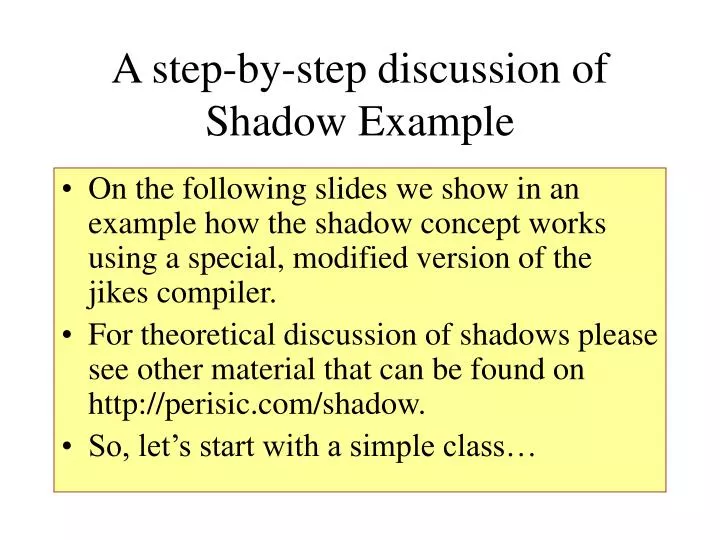 a step by step discussion of shadow example