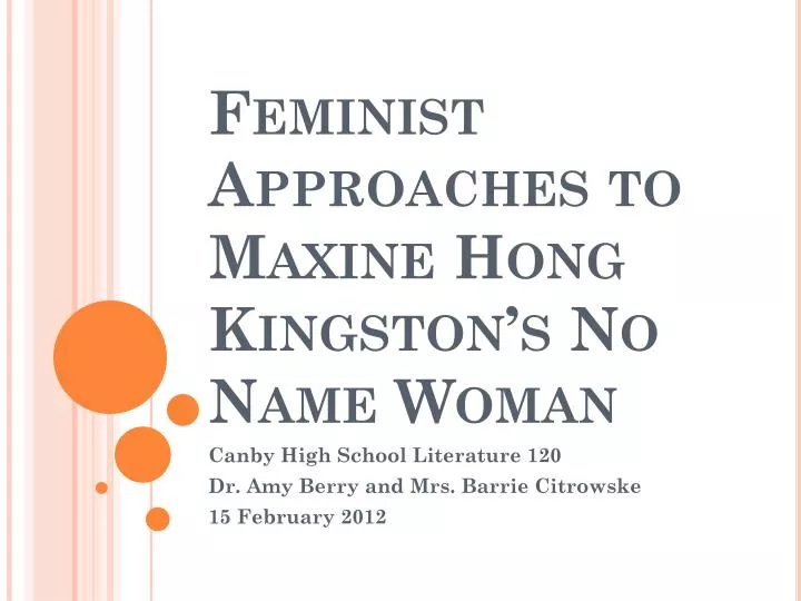 feminist approaches to maxine hong kingston s no name woman