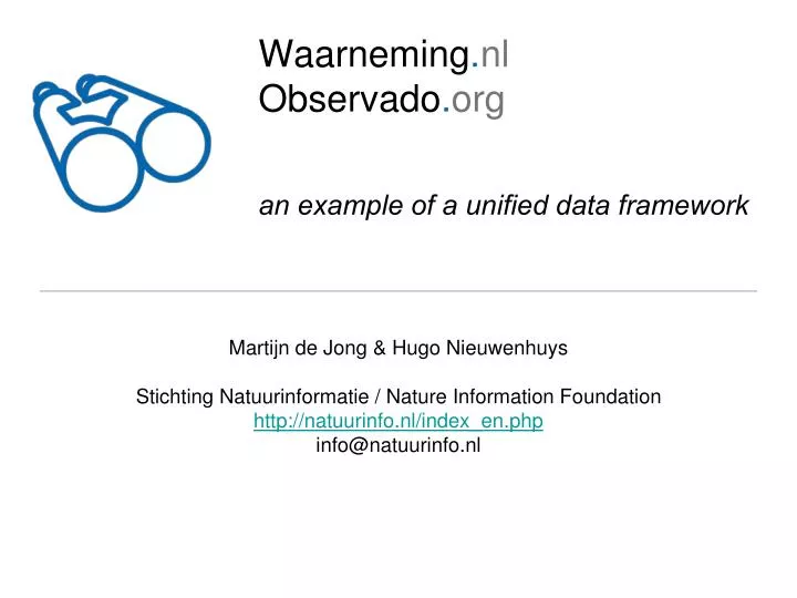 waarneming nl observado org an example of a unified data framework