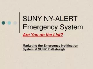 SUNY NY-ALERT Emergency System