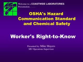 OSHA's Hazard Communication Standard and Chemical Safety