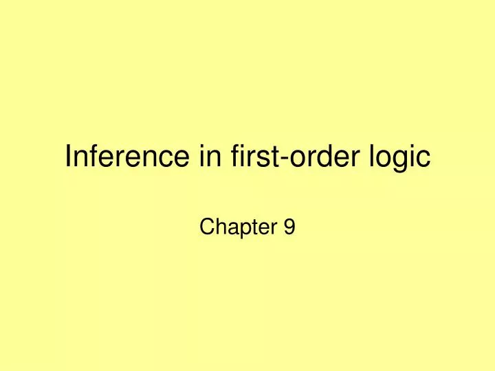 inference in first order logic