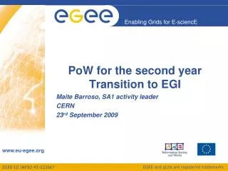 PoW for the second year Transition to EGI