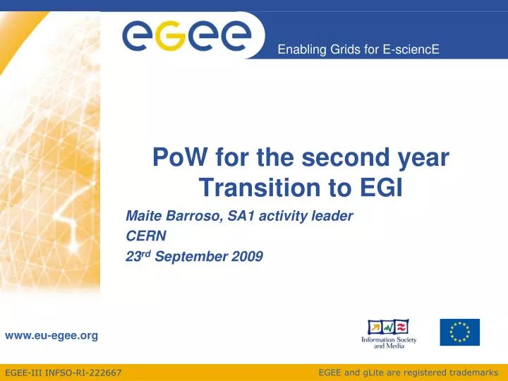 pow for the second year transition to egi