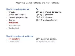 Algorithm Design Patterns and Anti-Patterns