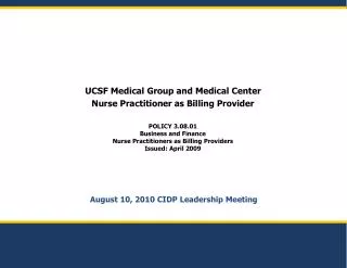 August 10, 2010 CIDP Leadership Meeting