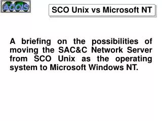 SCO Unix vs Microsoft NT